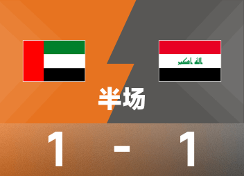 ワールドアジア ハーフタイム前：ズバイディとルアンがそれぞれ得点し、一時的にUAE 1-1 イラク